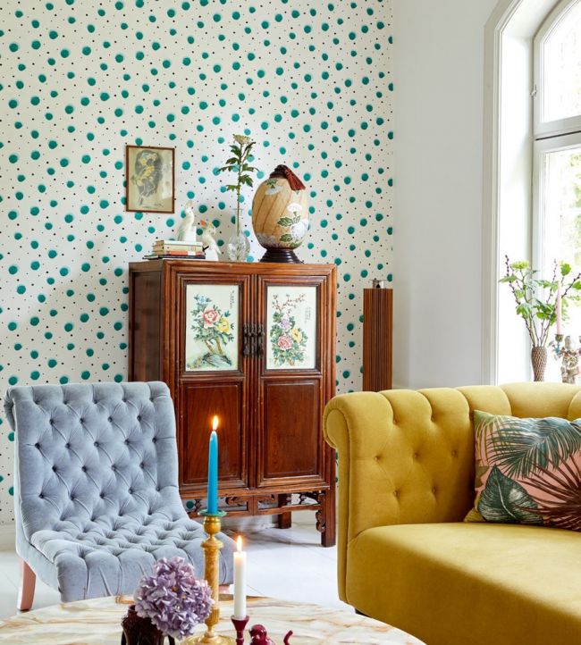 Spots Room Wallpaper - Green
