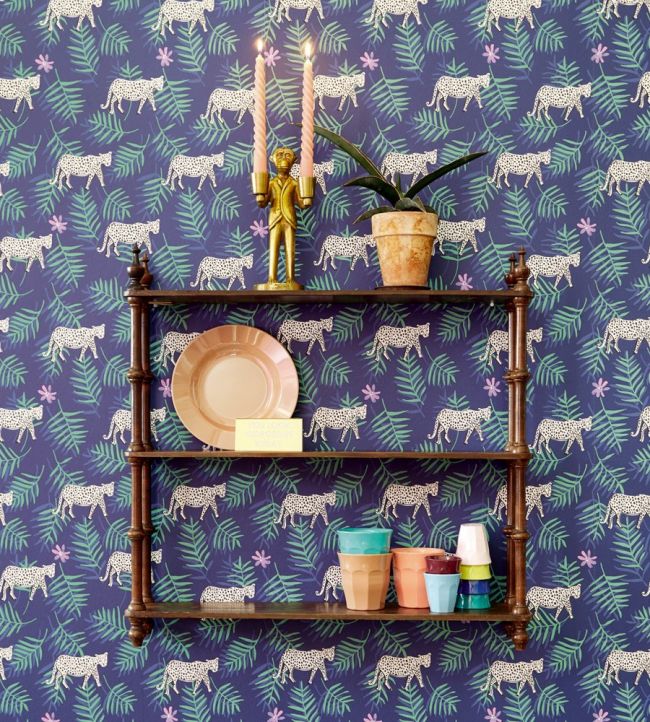 Jungle Morning Room Wallpaper - Blue