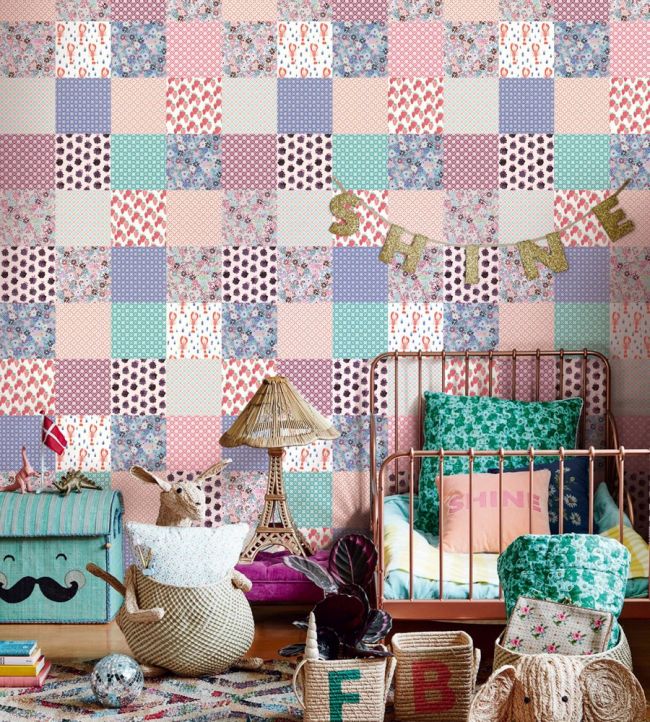 Quilt Room Wallpaper - Pink