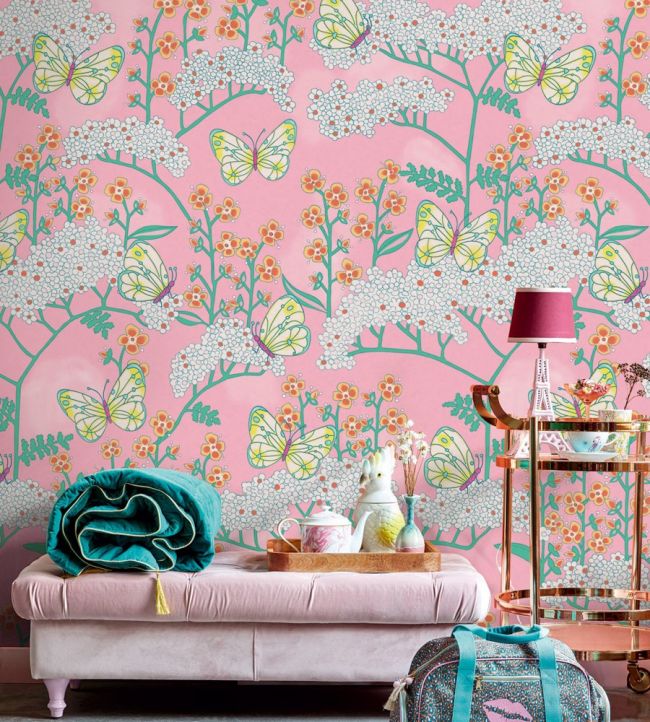 Butterflies Room Wallpaper - Pink