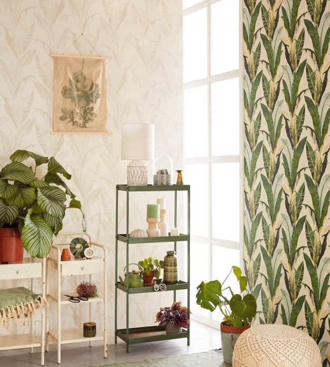 Tropical Leaves Room Wallpaper 3 - Cream