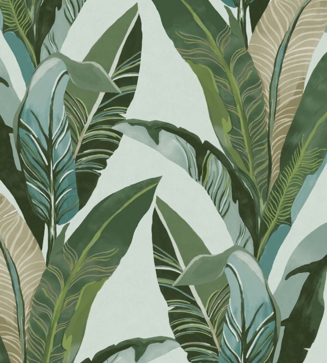 Tropical Leaves Wallpaper - Teal