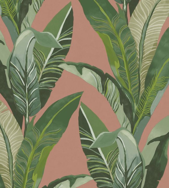 Tropical Leaves Wallpaper - Pink
