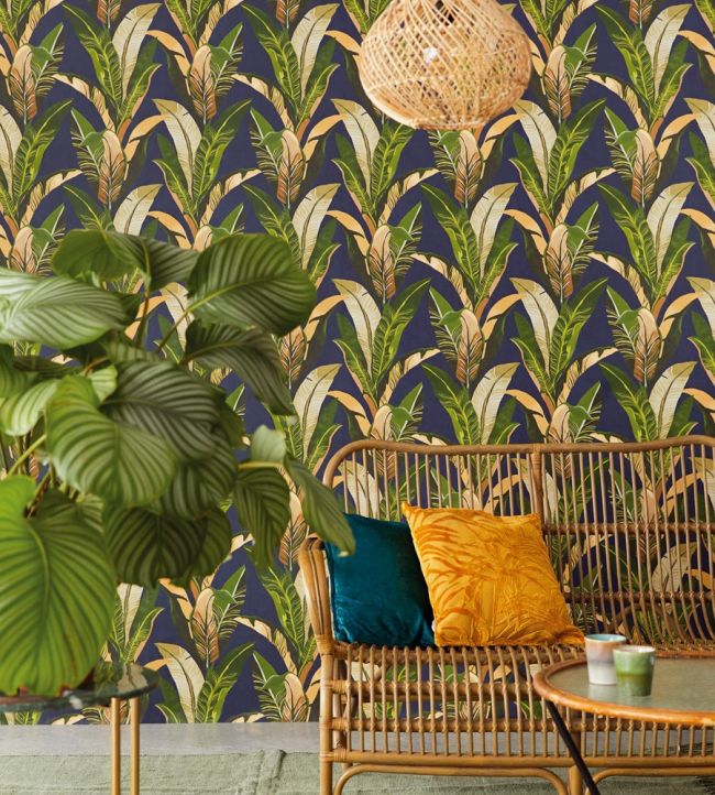 Tropical Leaves Room Wallpaper - Blue