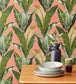 Tropical Leaves Room Wallpaper 2 - Pink