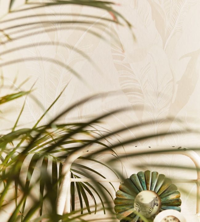 Tropical Leaves Room Wallpaper 2 - Cream