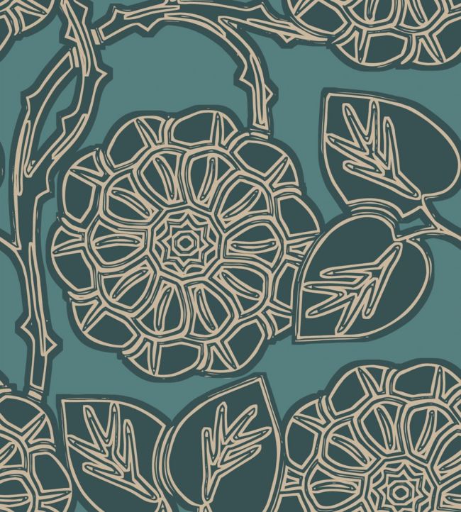 Aster Wallpaper - Teal