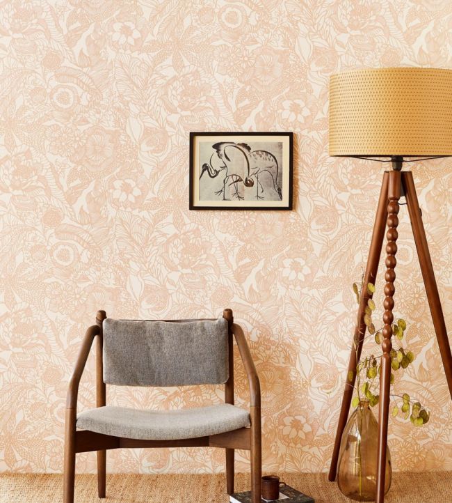 Floral Stencil Room Wallpaper 2 - Cream