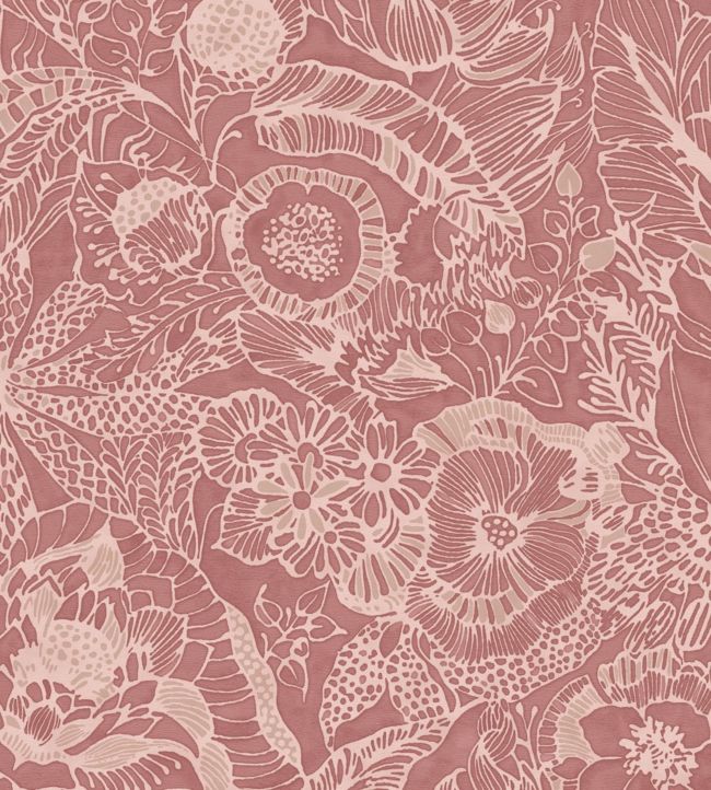 Floral Stencil Wallpaper - Pink