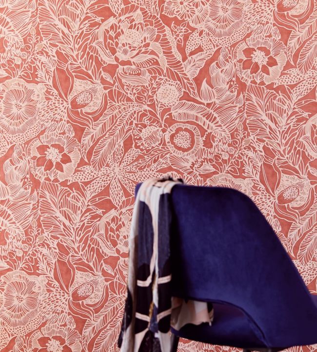 Floral Stencil Room Wallpaper - Pink