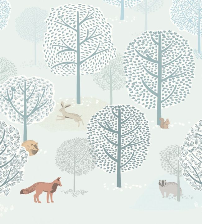 Forest Animals Nursey Wallpaper - Blue