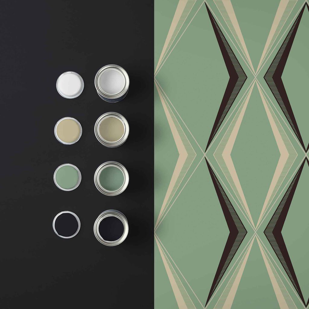 Deco Diamond Green Room Wallpaper 2 - Green