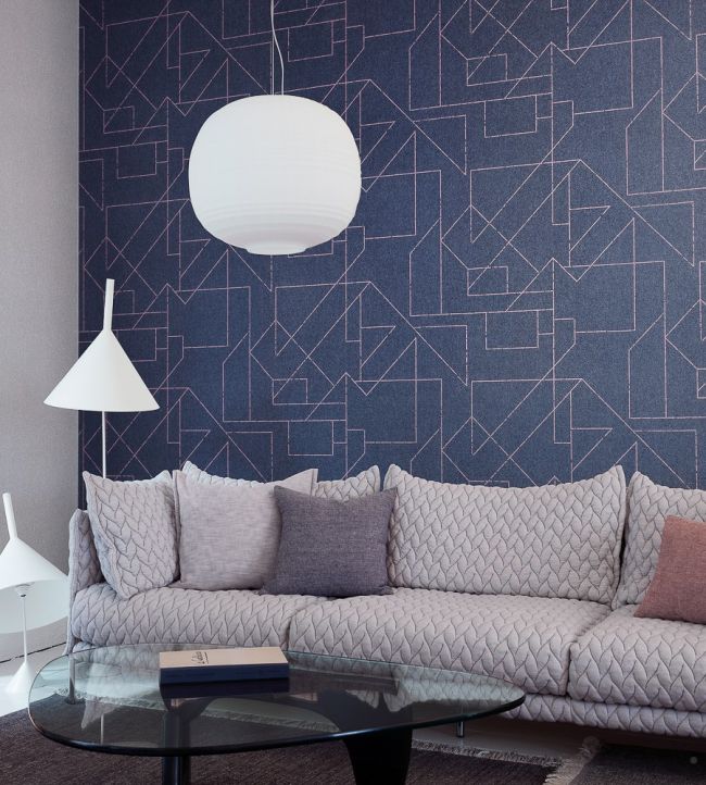 Outline Room Wallpaper - Blue