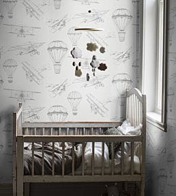 Bon Voyage Nursey Room Wallpaper - Gray