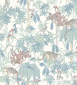 Wild Jungle Wallpaper - Blue 