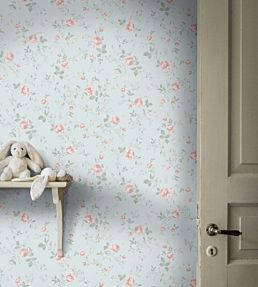 Rose Garden Room Wallpaper - Teal 