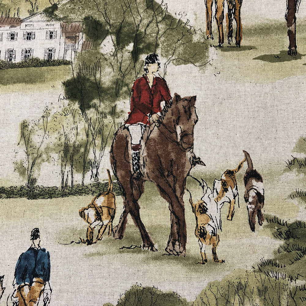 Crosby Hunting Horse & Hound | Double Width Room Fabric - Multicolor