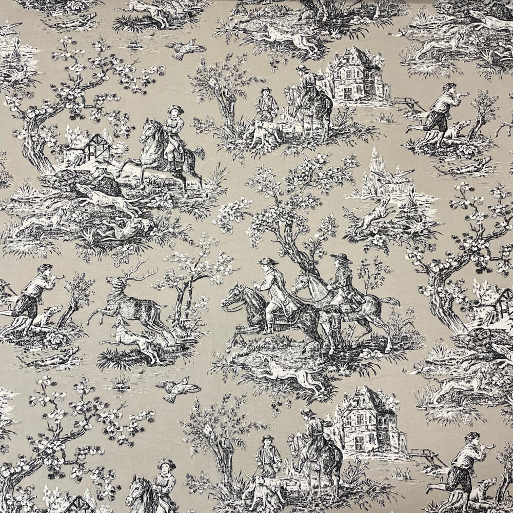French Hunting Toile | Beige Fabric