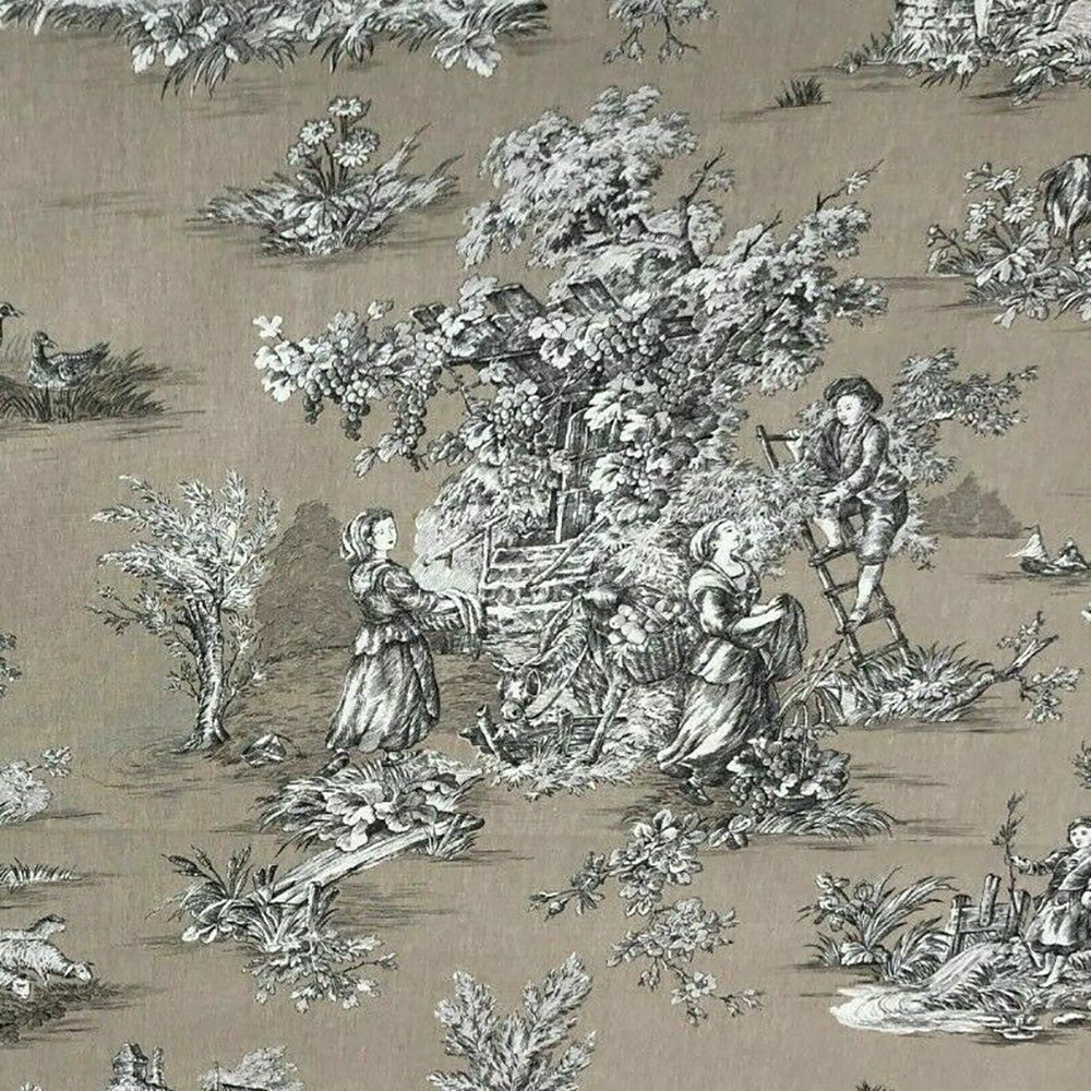 French Pastorale Toile in Beige Fabric