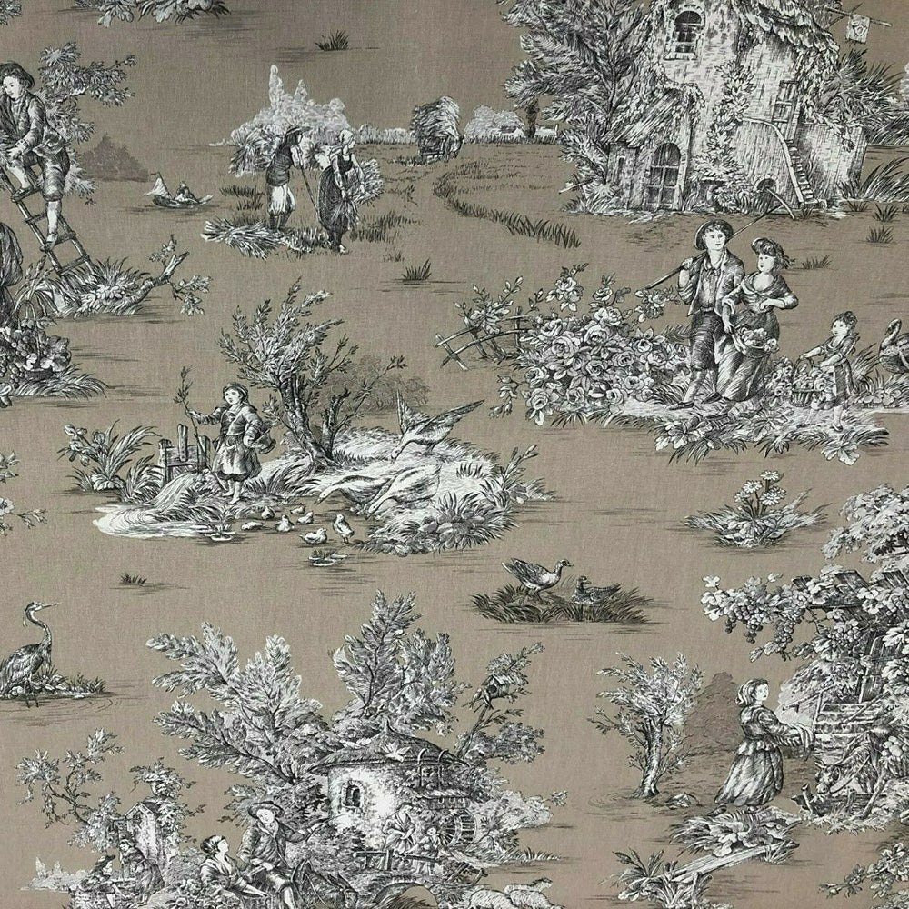 French Pastorale Toile in Beige Room Fabric
