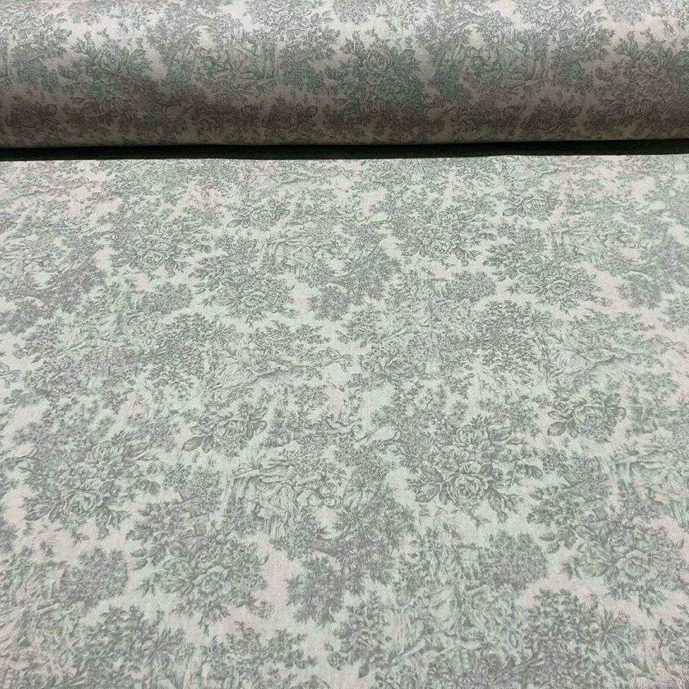 Vintage Toile Grey Room Fabric