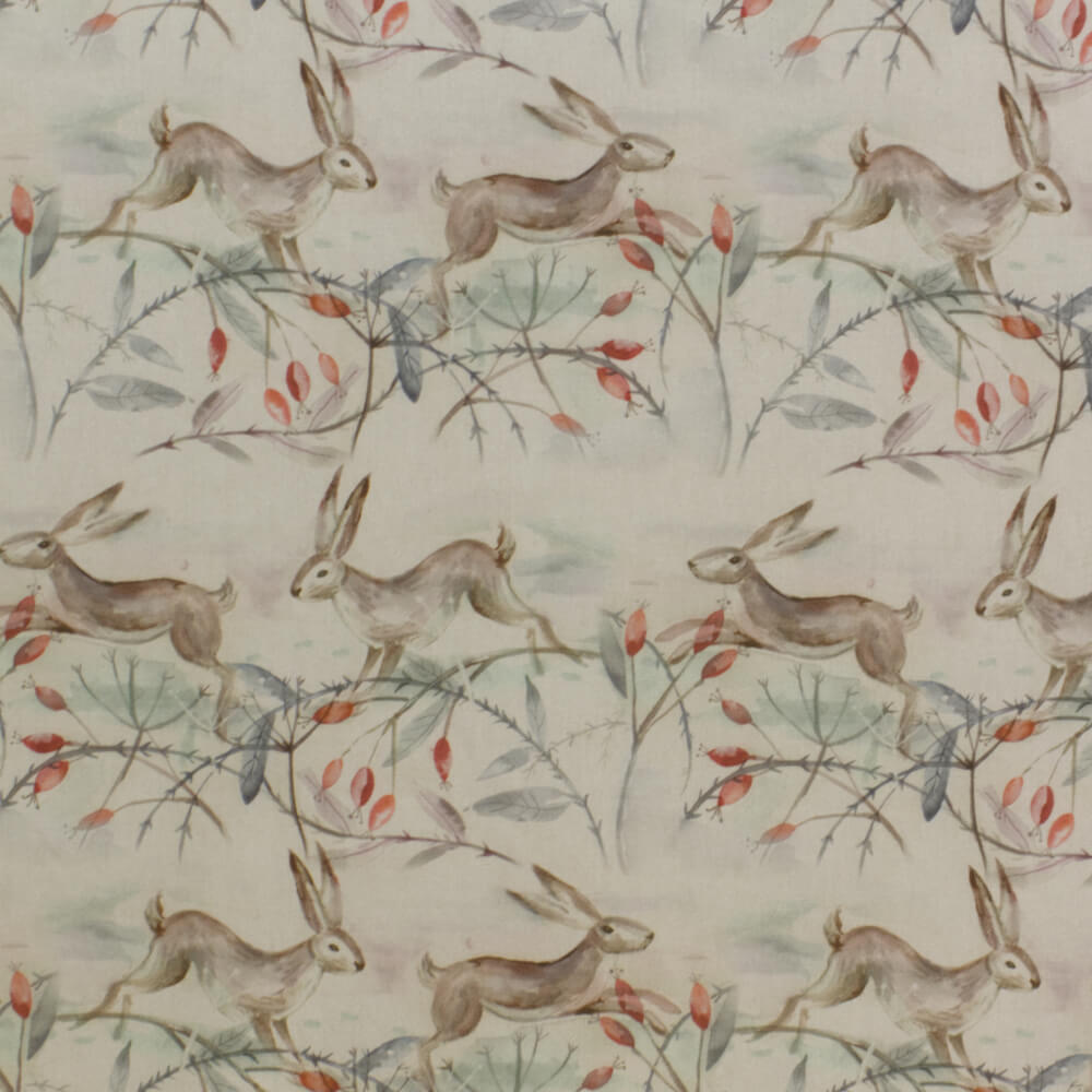 Voyage Maison Christmas Hares Ecru Fabric