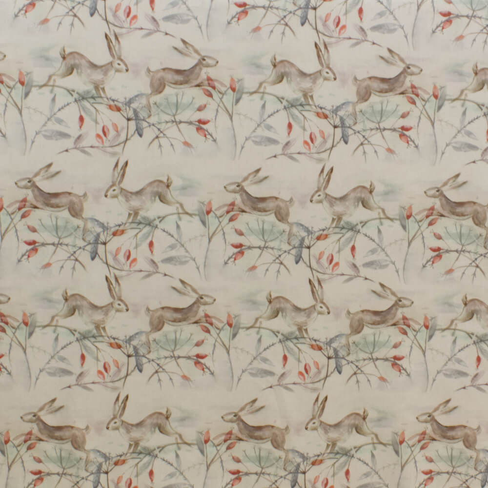 Voyage Maison Christmas Hares Ecru Room Fabric