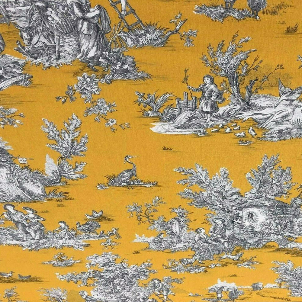 French Pastoral toile fabric (Tan) #650