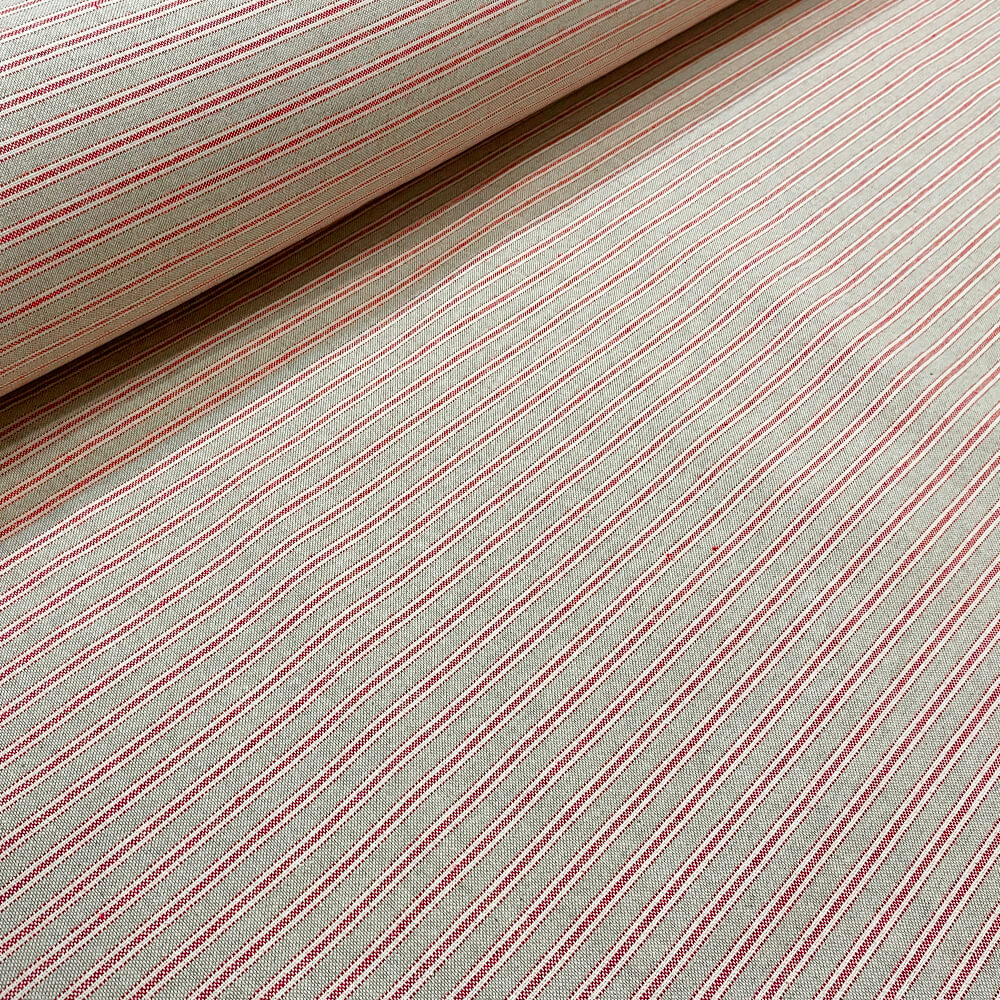 Yale Ticking Stripe Red Double Width Fabric