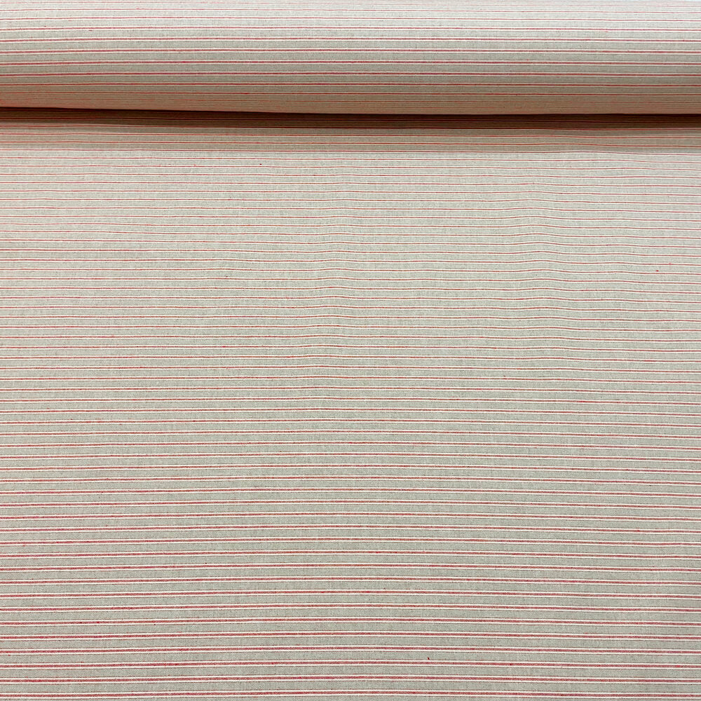 Yale Ticking Stripe Red Double Width Room Fabric