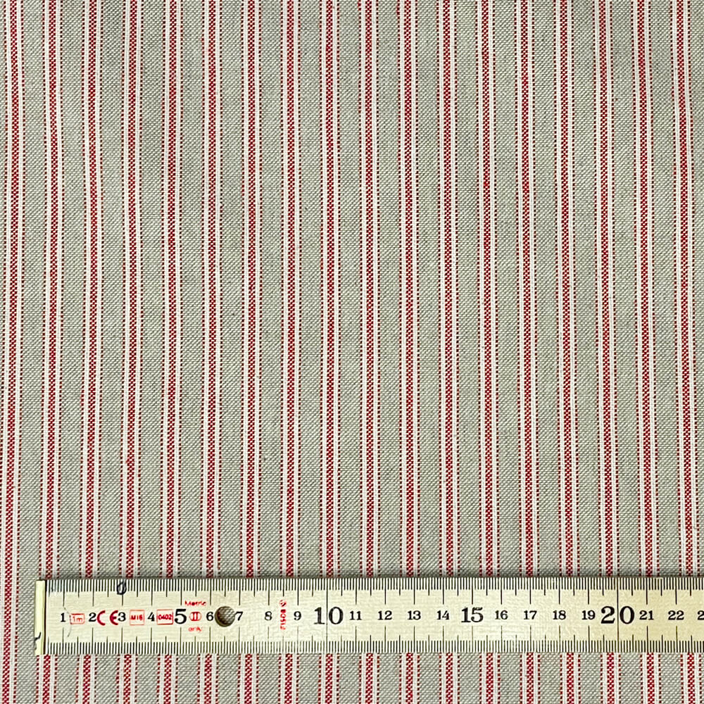 Yale Ticking Stripe Red Double Width Room Fabric