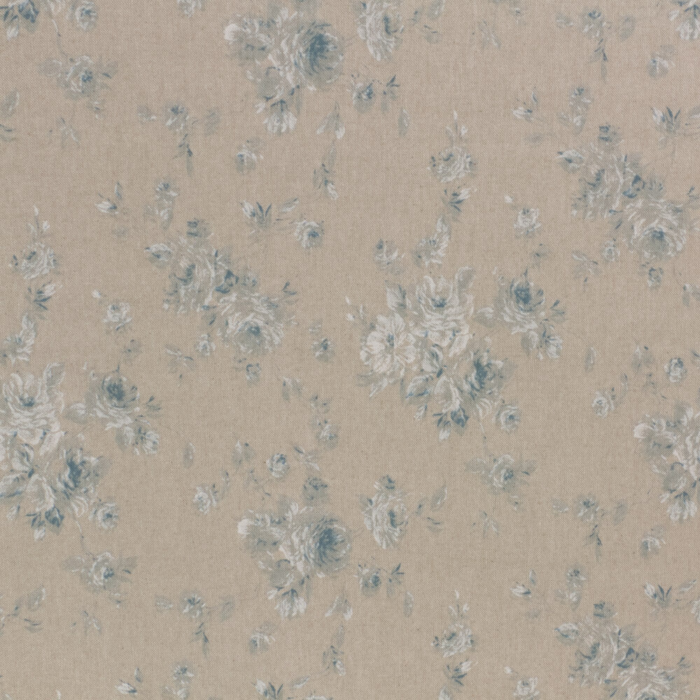 Zen Rose Kingfisher Blue Fabric