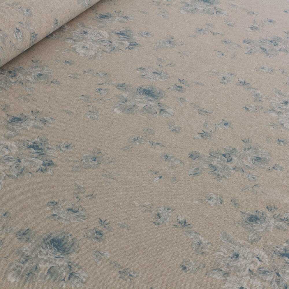 Zen Rose Kingfisher Blue Room Fabric