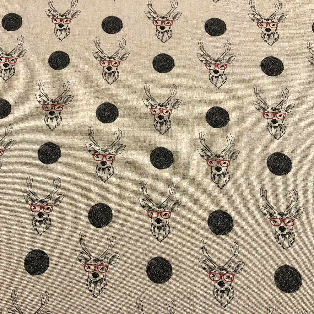 Comical Reindeer Fabric - Cream