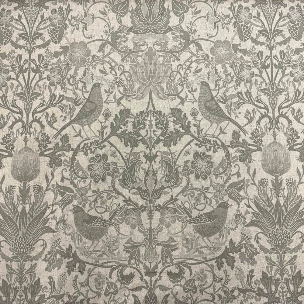 Morris Birds Grey Fabric | Double Width Fabric