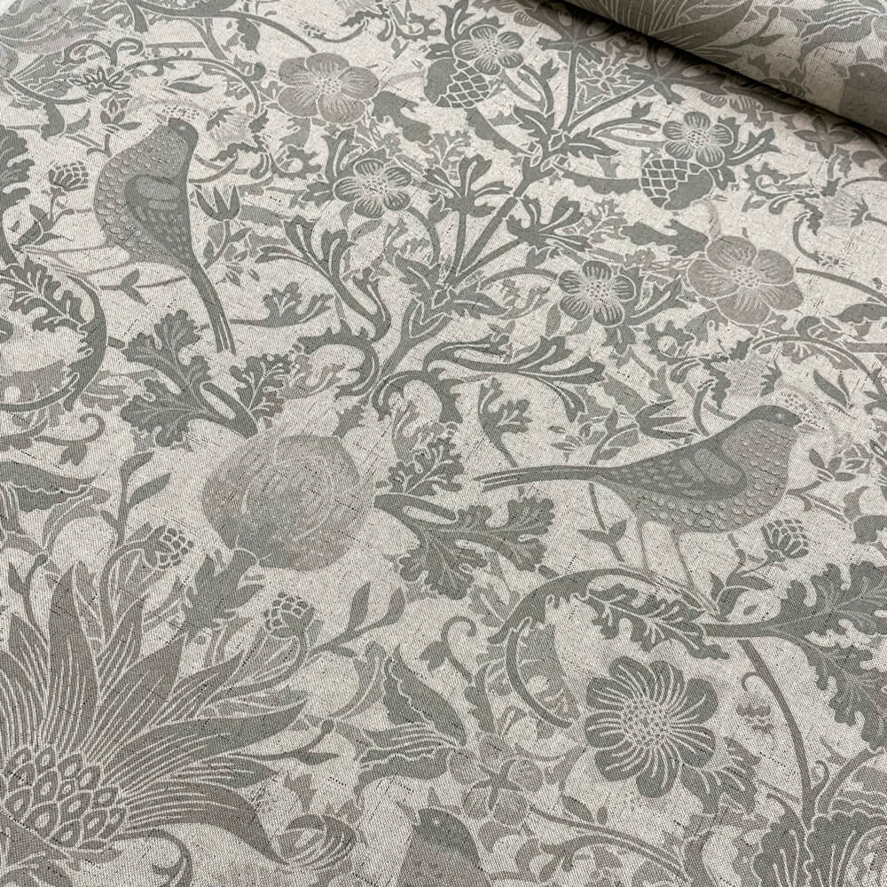 Morris Birds Grey Fabric | Double Width Room Fabric