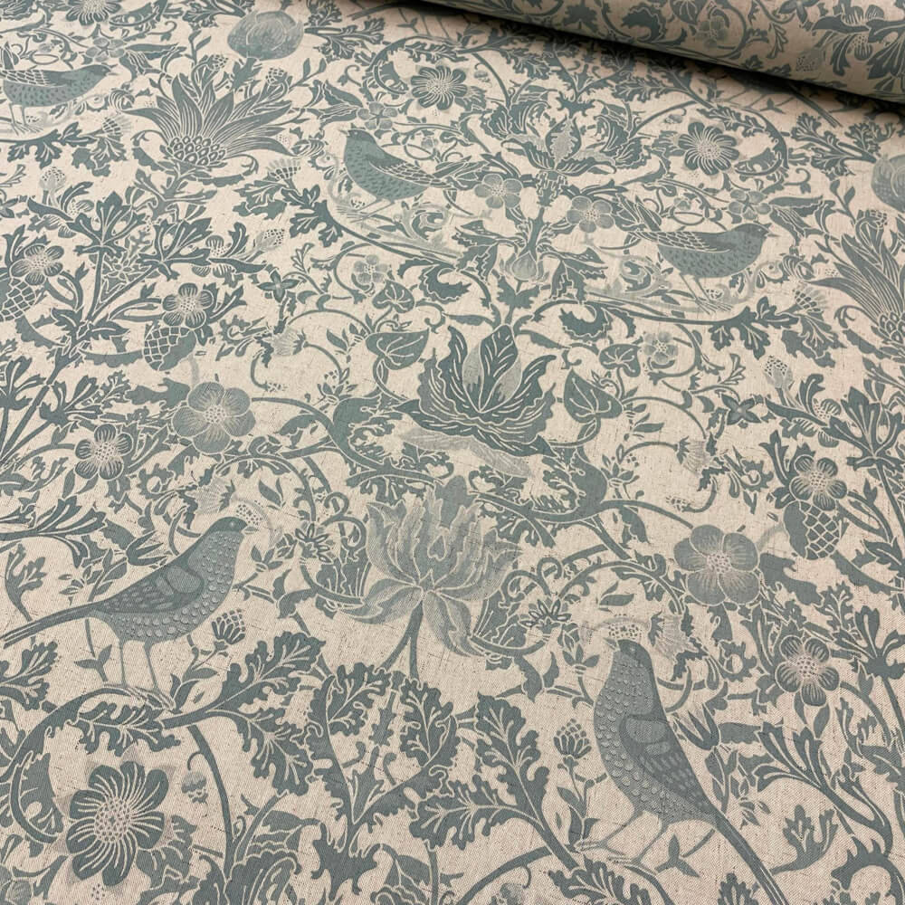 Morris Birds Blue Fabric | Double Width Room Fabric