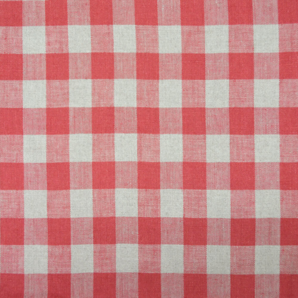 Washed Linen Gingham Red Fabric