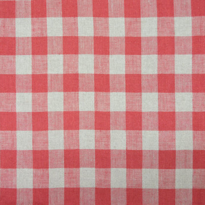 Washed Linen Gingham Red Fabric
