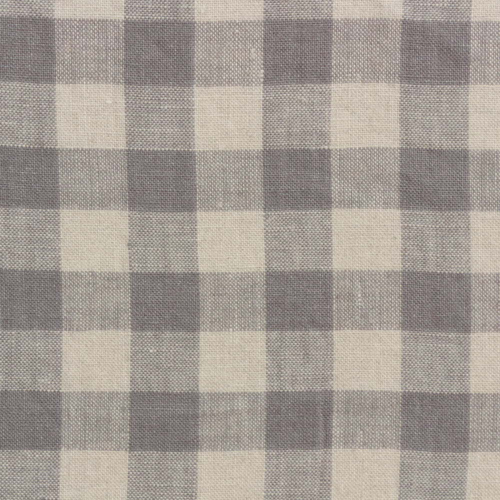 Washed Linen Gingham Grey Room Fabric