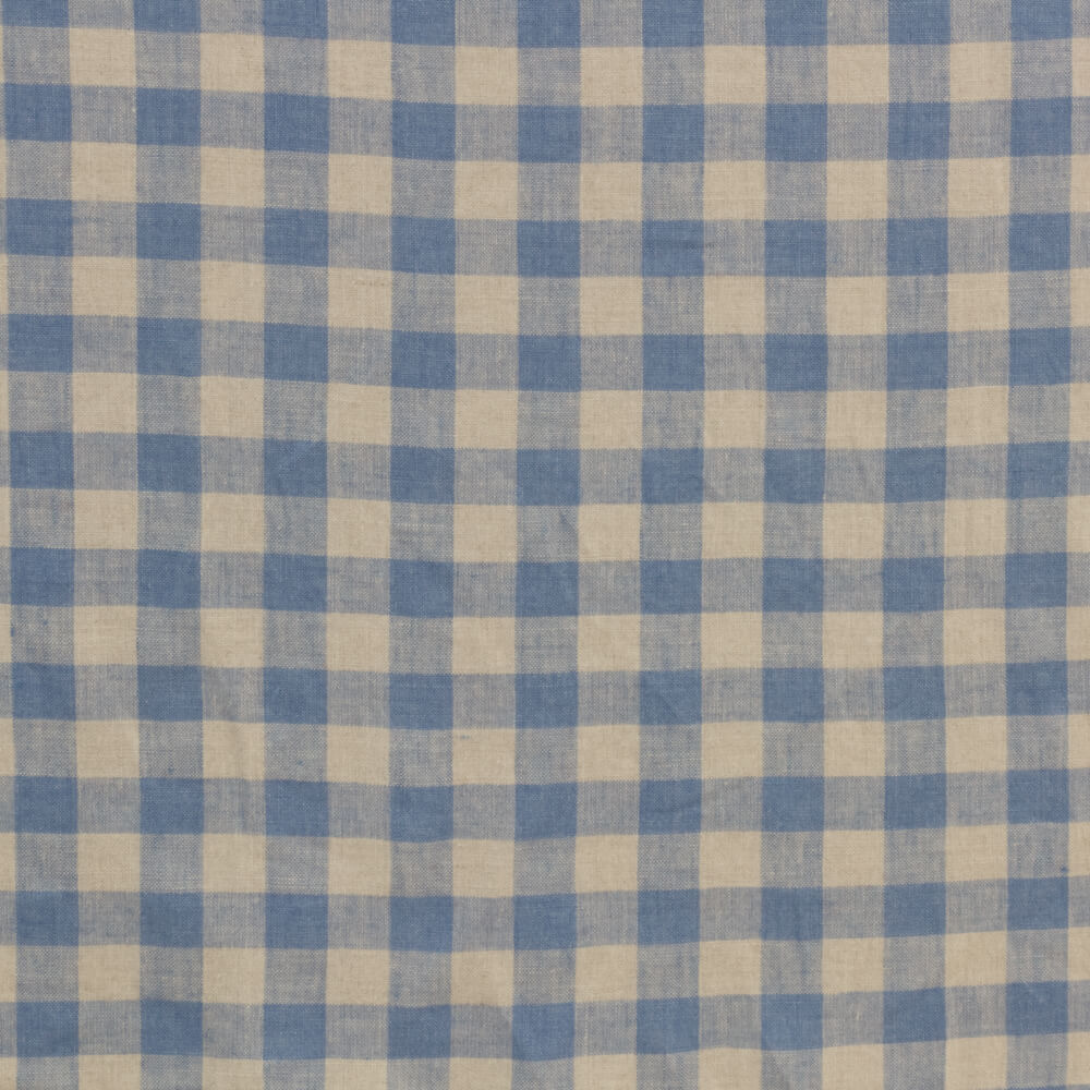 Washed Linen Gingham Blue Fabric