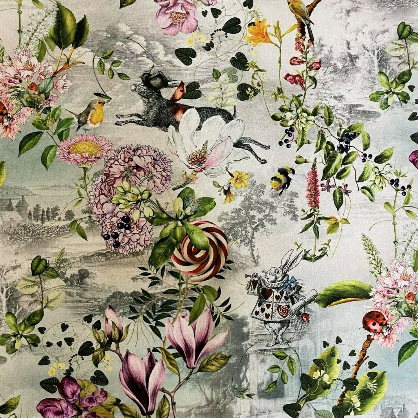 Fantasy Alice In Wonderland Cotton Fabric - Multicolor