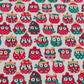 Christmas Comical Winter Owls Fabric 100% Cotton Fabric