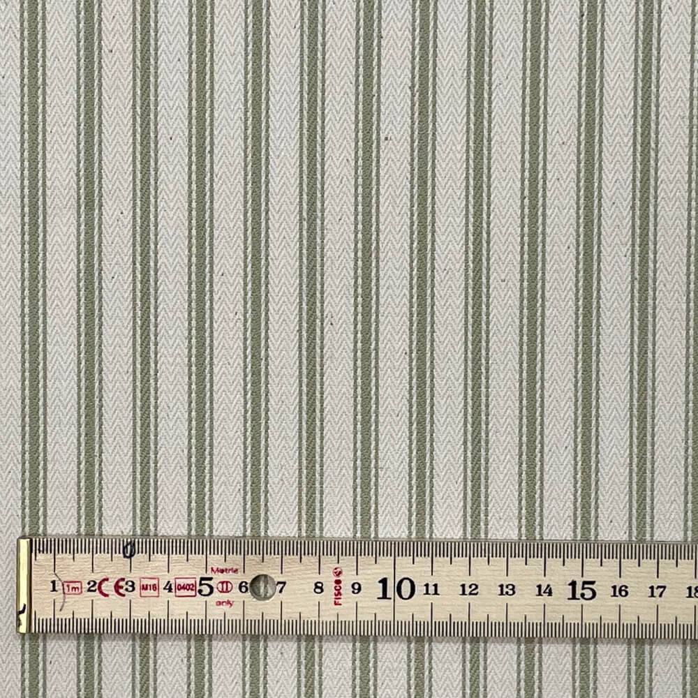 Kent Ticking Stripe Sage Room Fabric