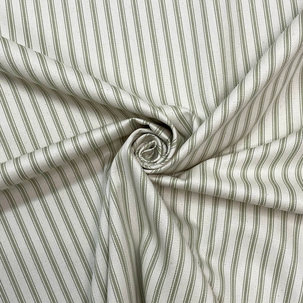 Kent Ticking Stripe Sage Room Fabric