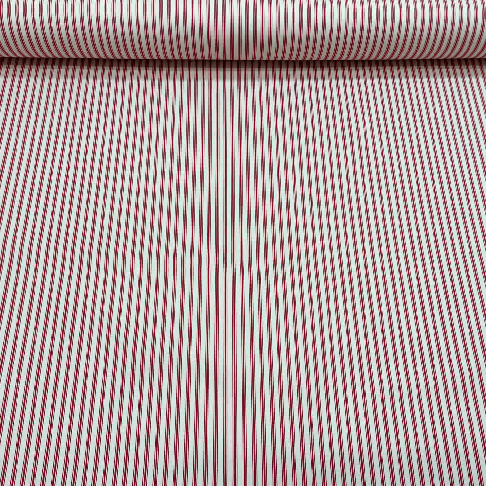 Kent Ticking Stripe Red Room Fabric