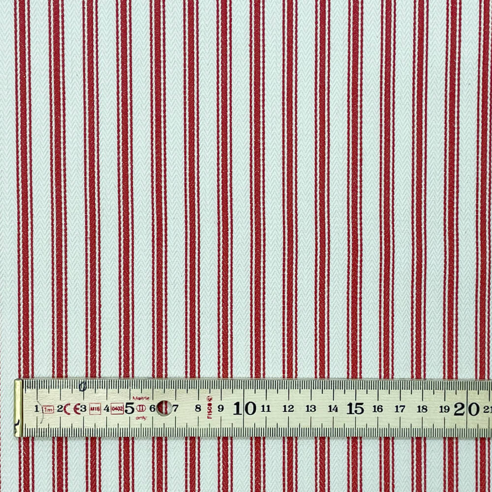 Kent Ticking Stripe Red Room Fabric