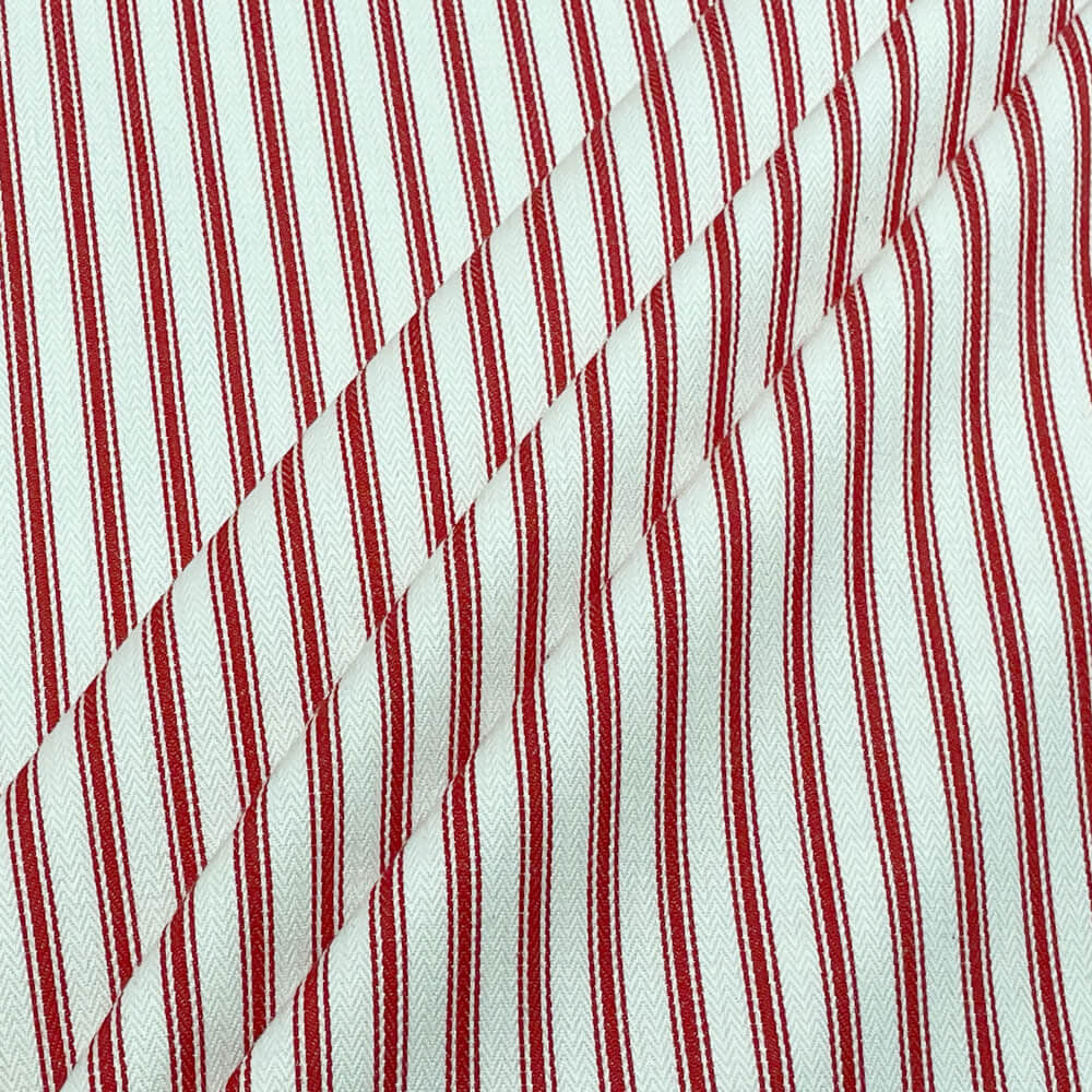 Kent Ticking Stripe Red Room Fabric
