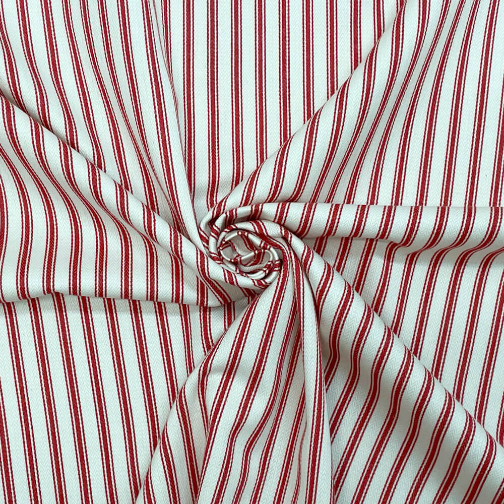 Kent Ticking Stripe Red Room Fabric