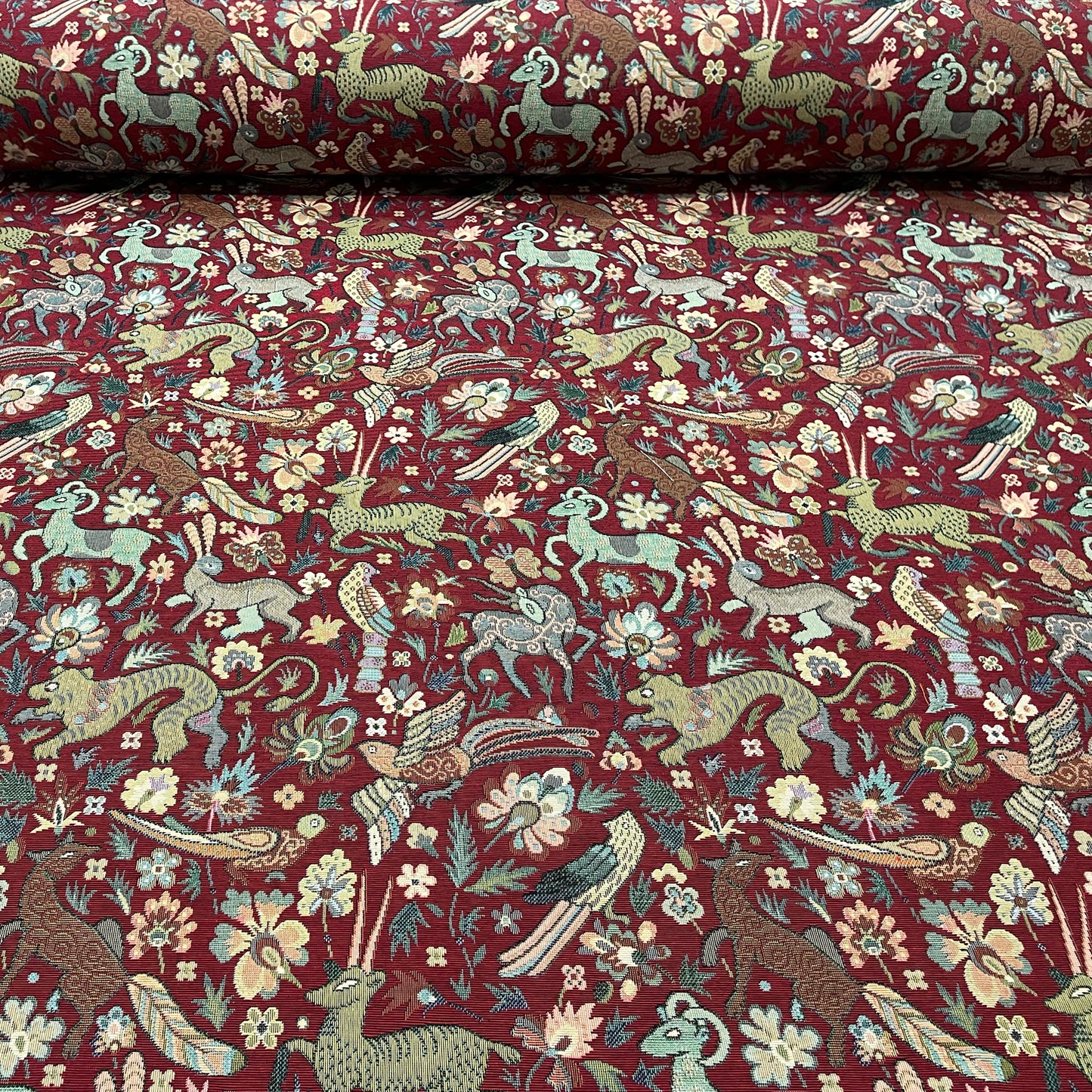 Tudor Forest Tapestry Red Room Fabric